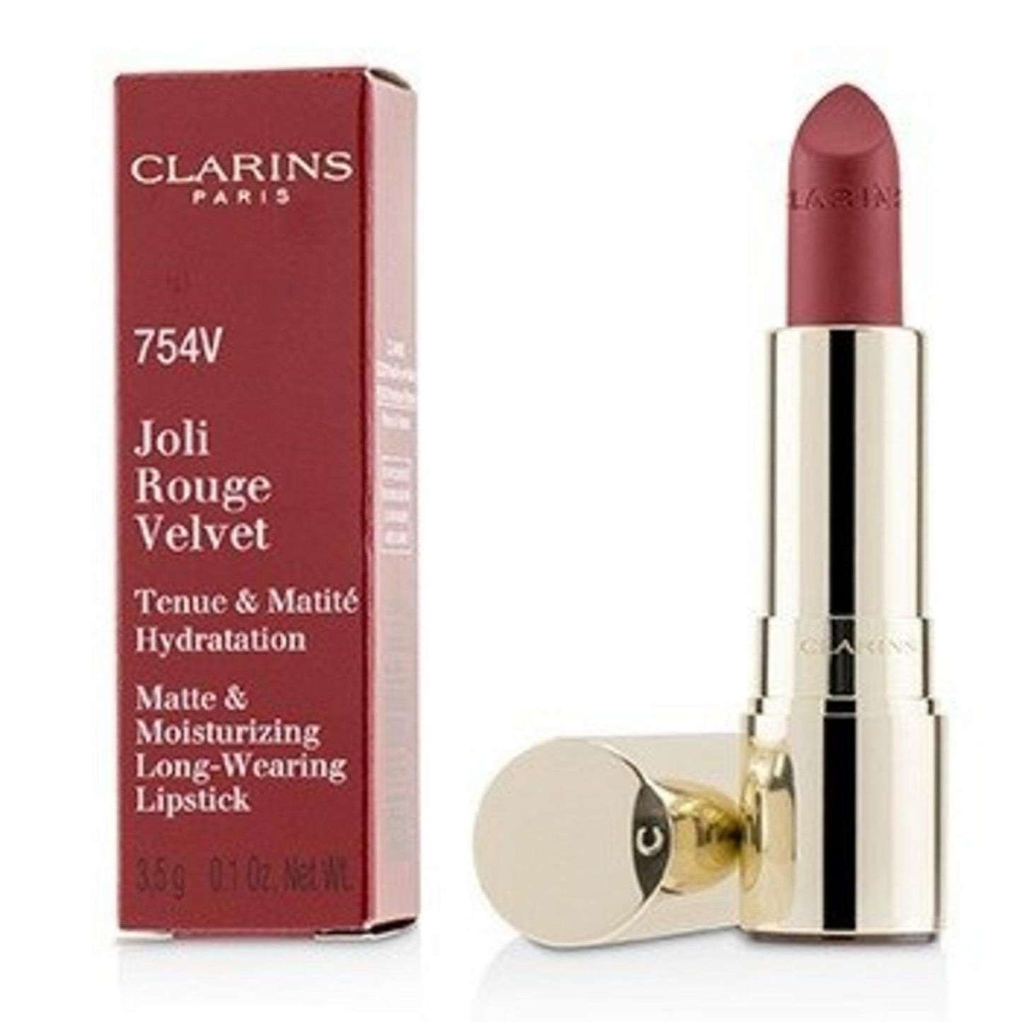Clarins, Joli Rouge, Velvet, krémový rúž, 754V, sýtočervená, 3,5 g