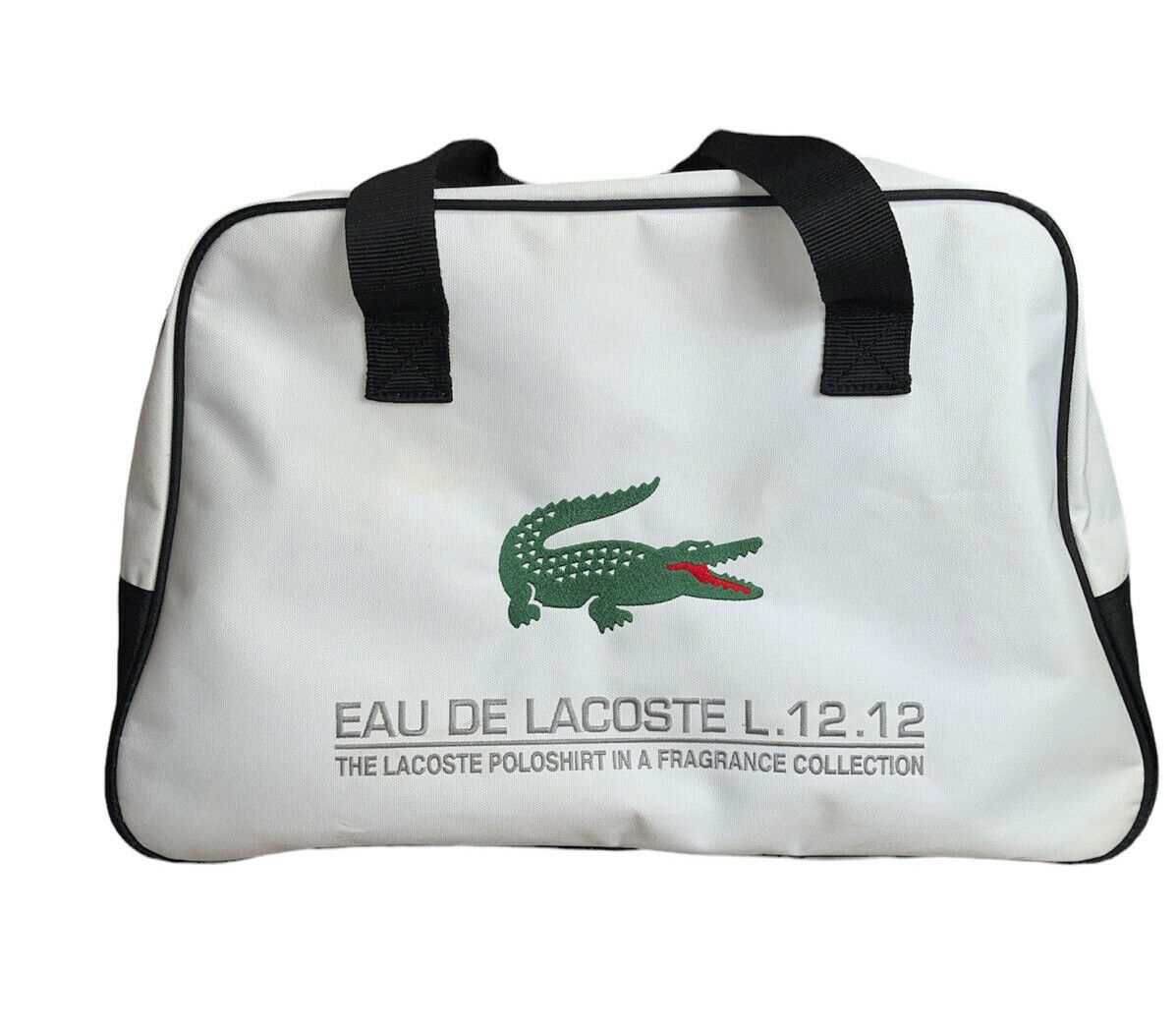 Lacoste, Eau de Lacoste L.12.12, vászon, textil táska, Duffel Travel/Gym, fehér, Unisex, 12 x 18.5 x 7 inch, 12 x 18.5 x 7 inch
