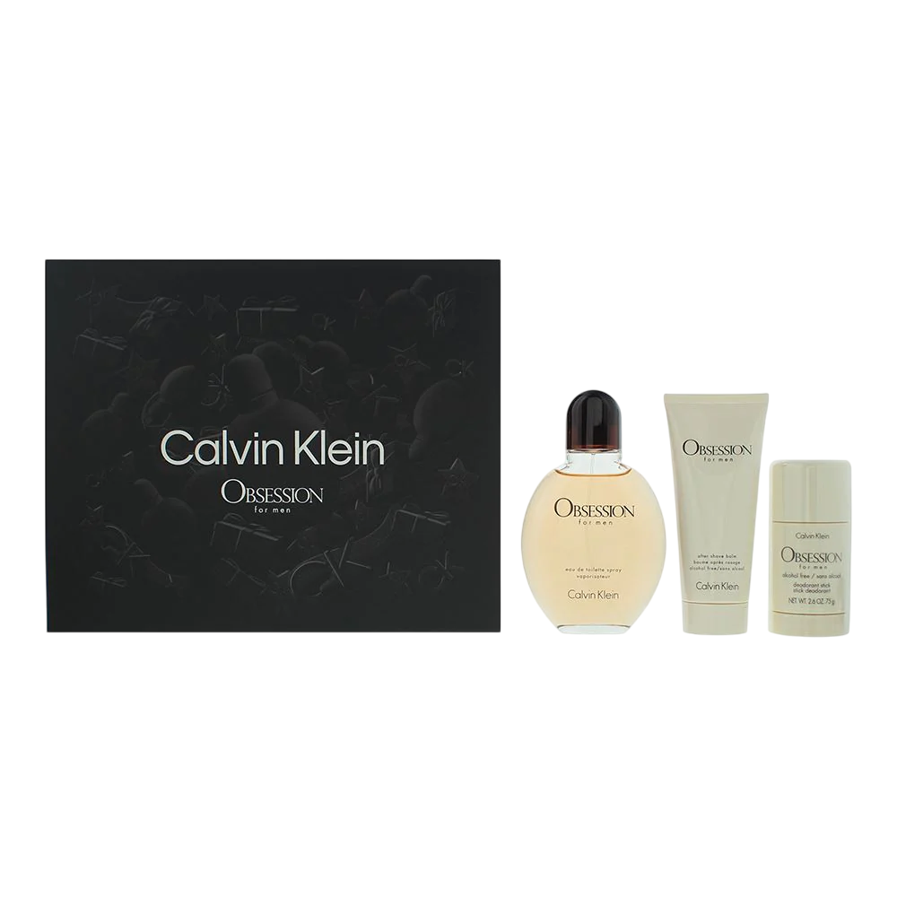 Set Calvin Klein: Obsession, Eau De Toilette, For Men, 125 ml + Obsession, Anti-Sweat, Deodorant Stick, For Men, 75 g + Obsession, Calming, After-Shave Balm, 75 ml