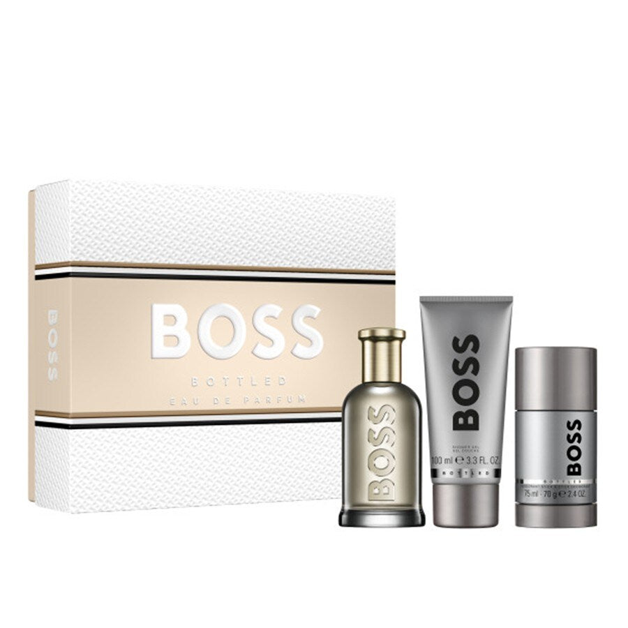 Set Hugo Boss: Boss Bottled, Eau De Parfum, For Men, 100 ml + Boss Bottled, Deodorant Spray, For Men, 150 ml + Boss Bottled, Sandalwood, Cider and Vetiver, Deodorant Stick, For Men, 75 ml