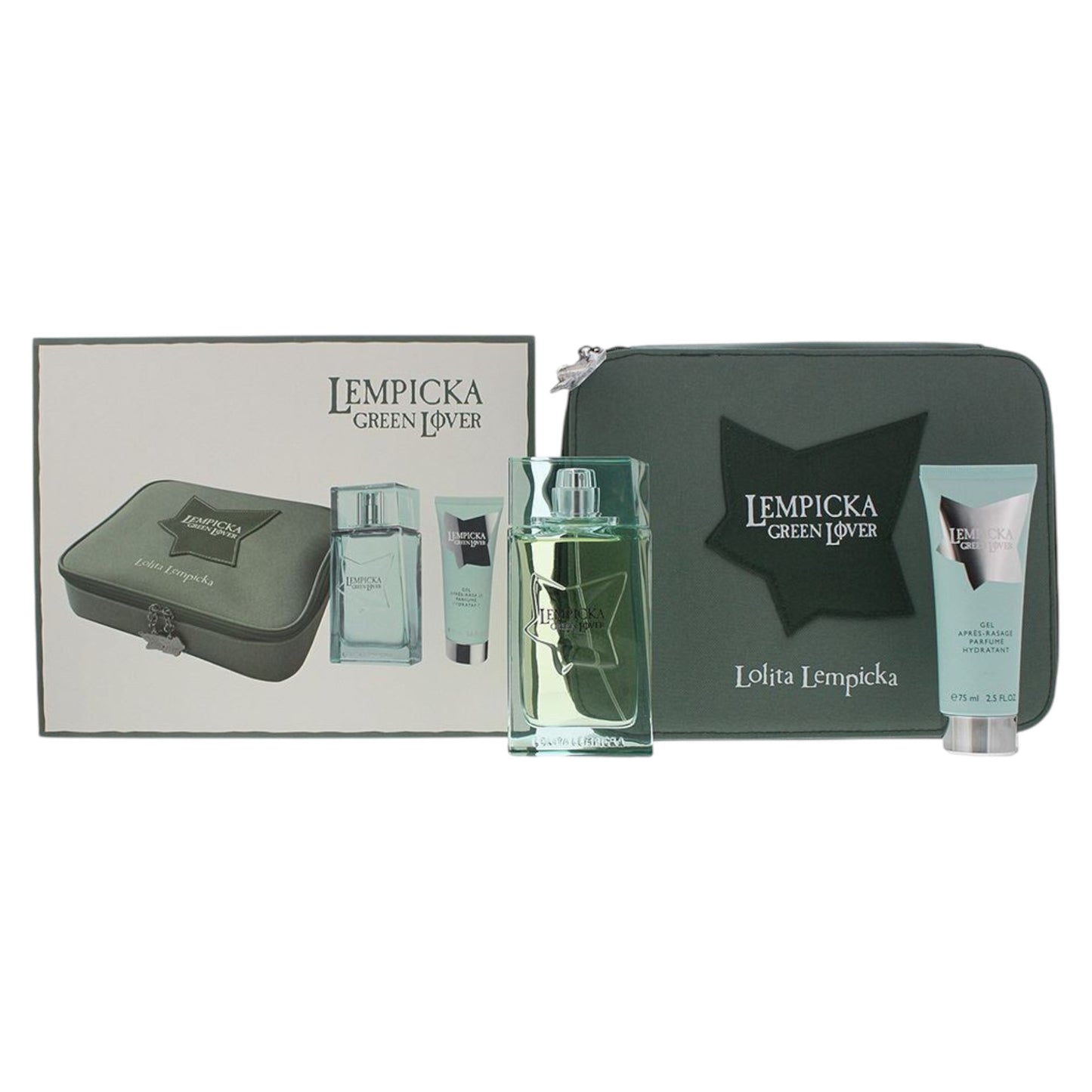 Sada Lolita Lempicka: Green Lover, toaletní voda pro muže, 100 ml + Green Lover, hydratační gel po holení, 75 ml