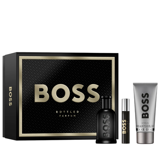 Set Hugo Boss: Boss Bottled, Parfum, For Men, 100 ml + Boss Bottled, Parfum, For Men, 10 ml + Boss Bottled, Cleansing, Shower Gel, For All Skin Types, 100 ml