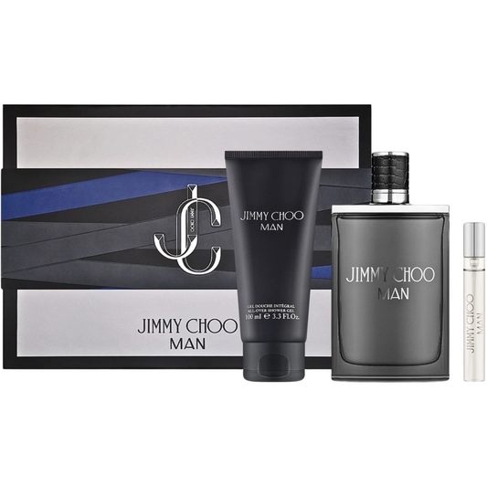 Set Jimmy Choo: Man, Eau De Toilette, For Men, 100 ml + Man, Eau De Toilette, For Men, 10 ml + Man, Shower Gel, Body, All Skin Types, 100 ml
