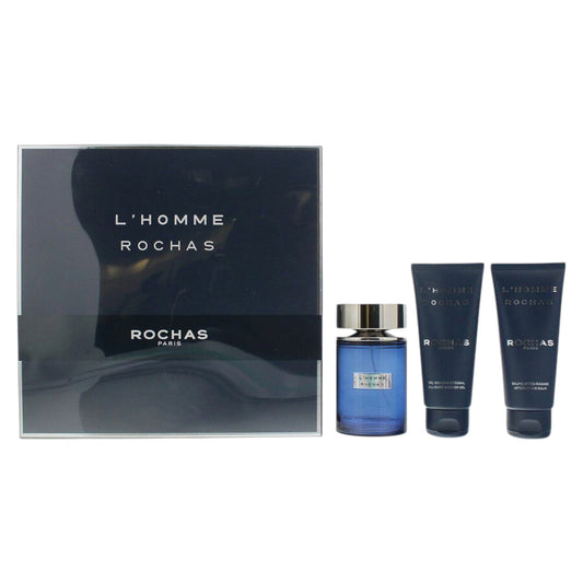 Set Rochas: L'Homme Rochas, Eau De Toilette, For Men, 100 ml + L'Homme Rochas, Hydrating, Shower Gel, All Skin Types, 100 ml + L'Homme Rochas, Hydrating, After-Shave Balm, 100 ml