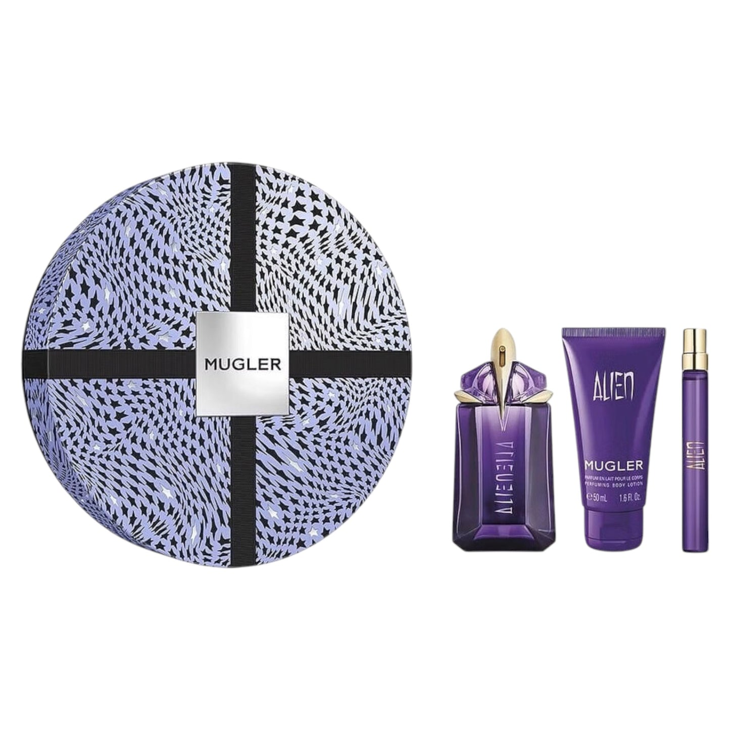 Set Thierry Mugler: Alien, Eau De Parfum, För Kvinnor, 60 ml + Alien, Hydrating, Body Lotion, 50 ml + Alien, Eau De Parfum, För Kvinnor, 10 ml *Miniature
