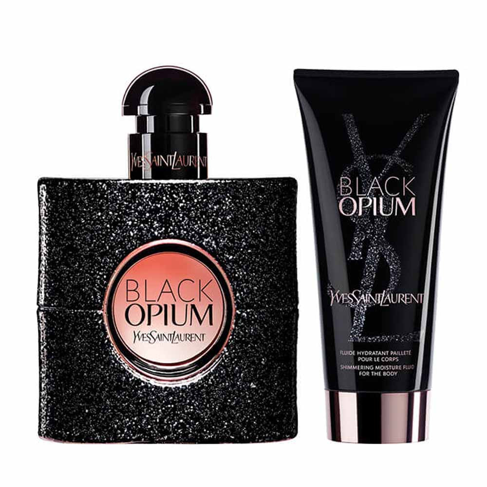 Set Yves Saint Laurent: Black Opium, Hydrating, Body Lotion, 50 ml + Black Opium, Eau De Parfum, za ženske, 50 ml